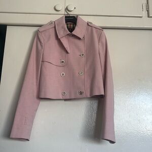 Daks Cropped Trench Coat Light Pink Sz UK 8 Ita 40